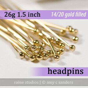 26g 1.5 inches 14k gold fill balled headpins ball dot head pins filled goldfill 26g1.50hp 26 gauge 38mm