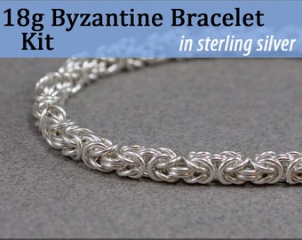 18g Byzantine Bracelet Chainmaille Kit in Sterling Silver