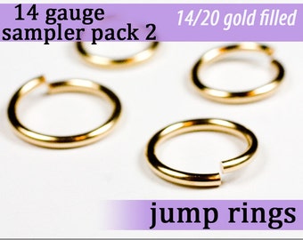 6 pcs 14g gold fill sampler pack 2 jump rings 14 gauge 14gsamp2 14k gold filled rings findings