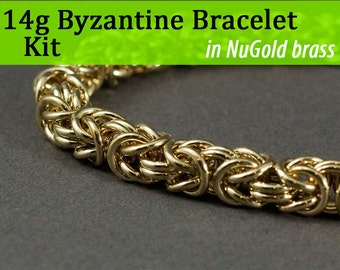 14g Byzantine Bracelet Chainmaille Kit in NuGold Brass