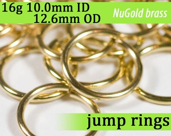 16g 10.0 mm ID 12.6 mm OD NuGold brass jump rings -- 16g10.00 jumprings