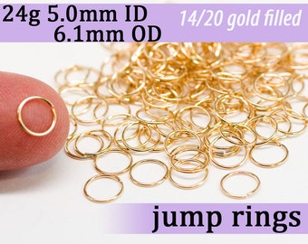 24g 5.0mm ID 6.1mm OD gold filled jump rings 24g5.00 -- goldfill jumprings 14k goldfilled