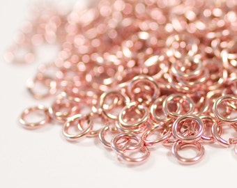 20g 3.0 mm ID 4.7mm OD rose gold filled jump rings -- 20g3.00 pink goldfill jumprings 14k goldfilled