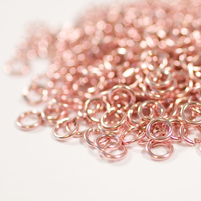20g 4.5 mm ID 6.2mm OD rose gold filled jump rings 20g4.50 pink goldfill jumprings 14k goldfilled image 1