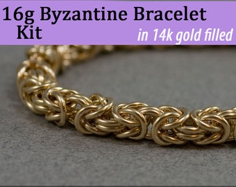 16g Byzantine Bracelet Chainmaille Kit in Gold Fill