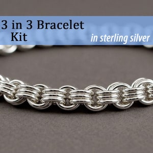 3 in 3 Chainmaille Bracelet Kit in Sterling Silver