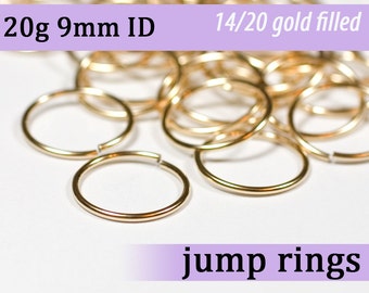20g 9.0 mm ID gold filled jump rings -- 20g9.00 goldfill jumprings 14k goldfilled