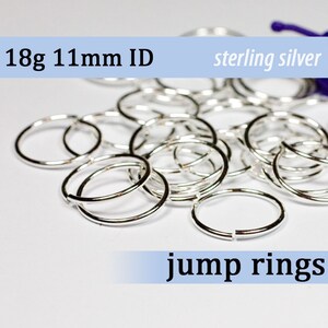 18g 11.0 mm ID sterling silver 925 jump rings -- 18g11.00 open jumprings