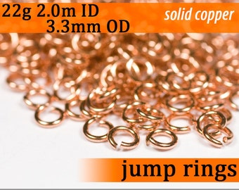 22g 2.0 mm ID 3.3 mm OD copper jump rings -- 22g2.00 open jumprings links
