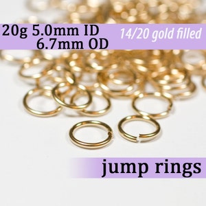 20g 5.0mm ID 6.7mm OD gold filled jump rings -- 20g5.00 goldfill jumprings 14k goldfilled