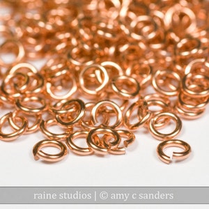 20g 2.25 mm ID 3.9 mm OD copper jump rings -- 20g2.25 open jumprings links