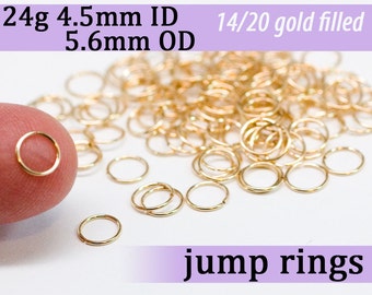 24g 4.5 mm ID 5.6mm OD gold filled jump rings 24g4.50 -- goldfill jumprings 14k goldfilled