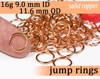 16g 9.0 mm ID 11.6 mm OD copper jump rings -- 16g9.00 jumprings links