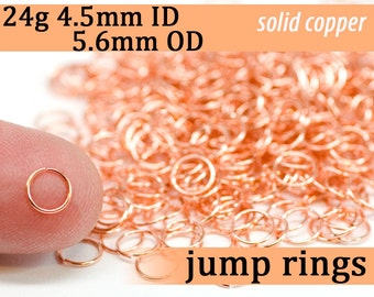 24g 4.5 mm ID 5.6 mm OD copper jump rings -- 24g4.50 open jumprings links