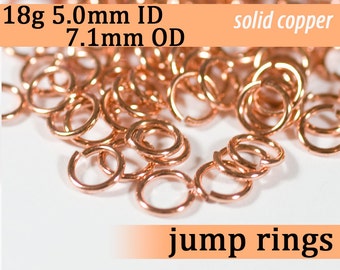 18g 5.0mm ID 7.1 mm OD copper jump rings -- 18g5.00 open jumprings links