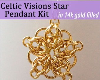 Celtic Visions Star Pendant Chainmaille Kit in 14k Gold Filled