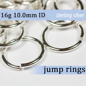 16g 10.0 mm ID sterling silver jump rings -- 16g10.00 jumprings 925 links