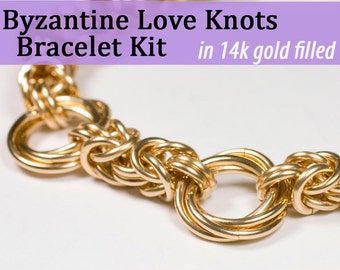 Byzantine Love Knots Bracelet Chainmaille Kit in 14k Gold Filled