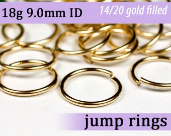 18g 9.0 mm ID gold filled jump rings -- goldfill jumprings 18g9.00 links