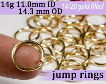 14g 11.0 mm ID 14.3mm OD gold filled jump rings -- goldfill jumprings 14k goldfilled 14g11.00