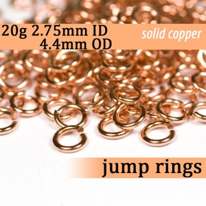 20g 2.75 mm ID 4.4 mm OD copper jump rings -- 20g2.75 open jumprings links