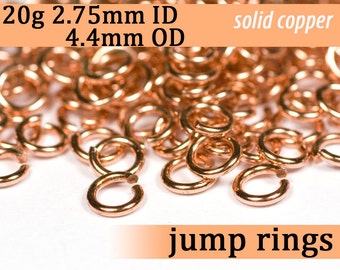 20g 2.75 mm ID 4.4 mm OD copper jump rings -- 20g2.75 open jumprings links