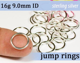 16g 9.0 mm ID sterling silver jump rings 16g9.00 jumprings 925 links