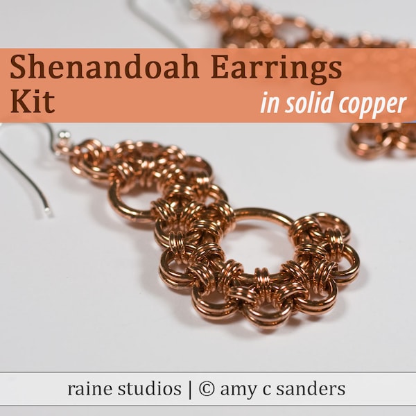 Shenandoah Earrings Chainmaille Kit in Copper