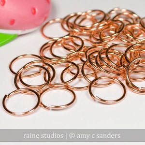 18g 12.0 mm ID 14.1 mm OD copper jump rings -- 18g12.00 open jumprings links jewelry supplies findings