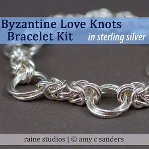Byzantine Love Knots Bracelet Chainmaille Kit in Sterling Silver image 1