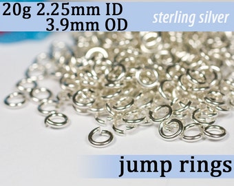 20g 2.25 mm ID 3.9mm OD sterling silver 925 jump rings -- 20g2.25 open jumprings