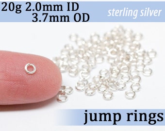 20g 2.0 mm ID 3.7mm OD sterling silver 925 open jump rings -- 20g2.00 jumprings