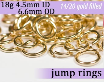 18g 4.5 mm ID 6.6mm OD gold filled jump rings -- 18g4.50 goldfill jumprings 14k goldfilled