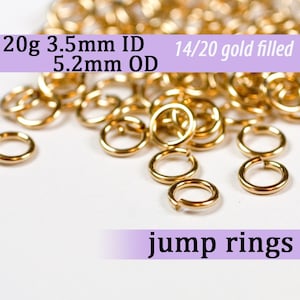 20g 3.5 mm ID 5.2mm OD gold filled jump rings -- 20g3.50 goldfill jumprings 14k goldfilled