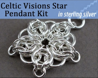 Celtic Visions Star Pendant Chainmaille Kit in Sterling Silver