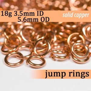 18g 3.5 mm ID 5.6mm OD solid copper jump rings -- 18g3.50 open jumprings findings jewelry supplies links