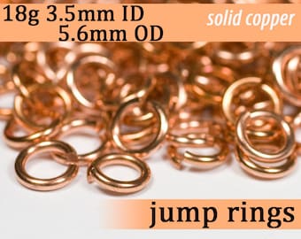 18g 3.5 mm ID 5.6mm OD solid copper jump rings -- 18g3.50 open jumprings findings jewelry supplies links