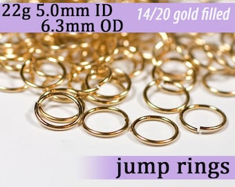 22g 5.0 mm ID 6.3mm OD gold filled jump rings -- 22g5.00 goldfill jumprings 14k goldfilled