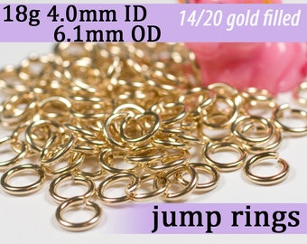 18g 4.0 mm ID 6.1mm OD gold filled jump rings -- 18g4.00 goldfill jumprings 14k goldfilled