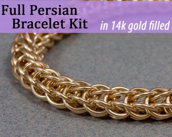 Full Persian Chainmaille Bracelet Kit in 14k Gold Filled