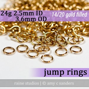 24g 2.5 mm ID 3.6mm OD gold filled jump rings 24g2.50 goldfill jumprings 14k goldfilled
