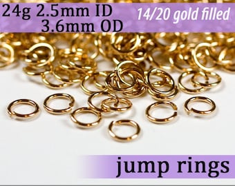 24g 2.5 mm ID 3.6mm OD gold filled jump rings 24g2.50 goldfill jumprings 14k goldfilled