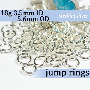 May include: A pile of 18 gauge sterling silver jump rings, 3.5 mm inside diameter and 5.6 mm outside diameter.