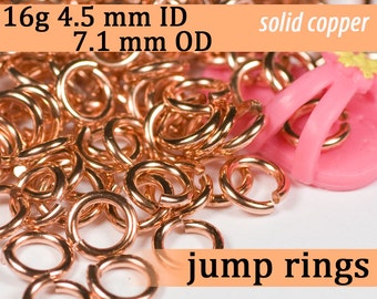 16g 4.5 mm ID 7.1mm OD solid copper jump rings -- 16g4.50 open jumprings links