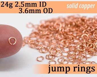 24g 2.5 mm ID 3.6 mm OD copper jump rings -- 24g2.50 open jumprings links