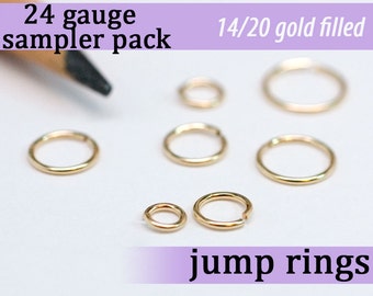 70 pcs 24g gold fill sampler pack jump rings 24 gauge 24gsamp 14k gold filled rings findings links