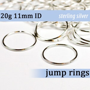 20g 11.0 mm ID sterling silver 925 jump rings -- 20g11.00 open jumprings
