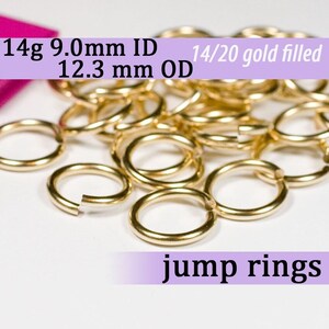 14g 9.0 mm ID 12.3mm OD gold filled jump rings -- goldfill jumprings 14k goldfilled 14g9.00