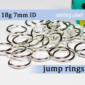 18g 7.0 mm ID sterling silver 925 jump rings -- 18g7.00 open jumprings