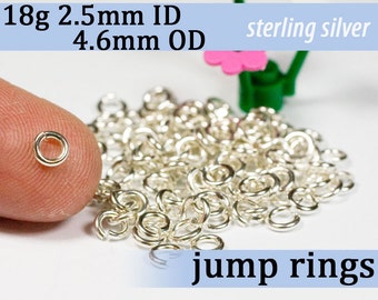 18g 2.5 mm ID 4.6mm OD sterling silver jump rings 925 -- 18g2.50 open jumprings links